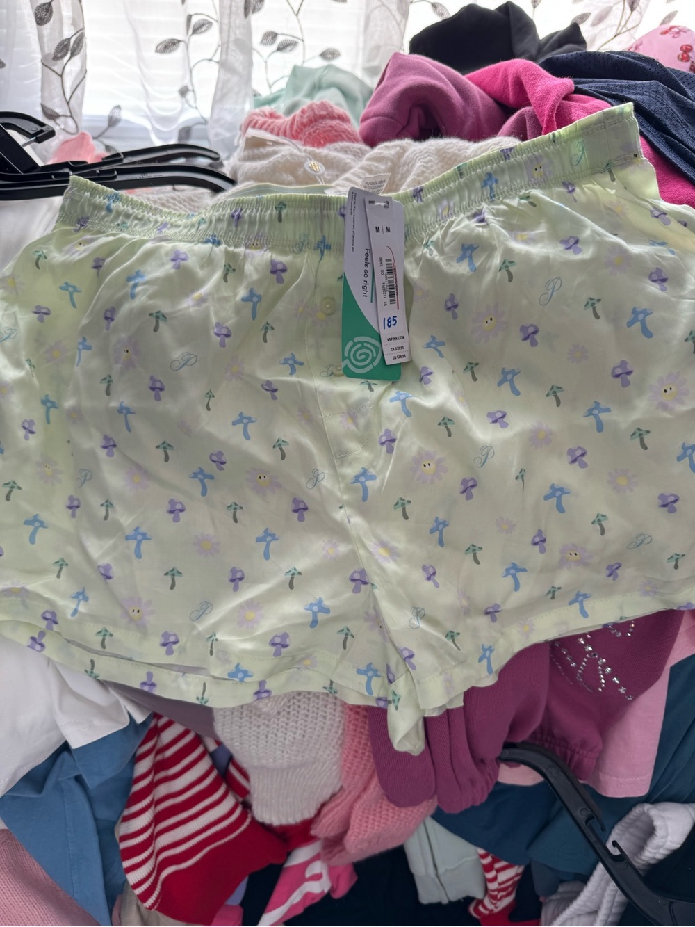 PINK Victoria's Secret Pastel Green Floral High-Waist Shorts